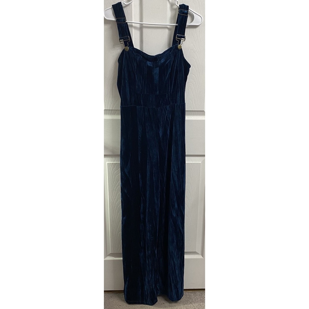 SHEIN Women Romper Crushed Velvet Dressy Party Jumpsuit Dark Teal Blue NWT M/L